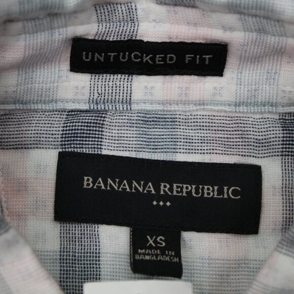 Banana Republic Untucked Shirt NWT Mens XS White/Pink/Blue Slim Fit L/S Cotton - Picture 8 of 15